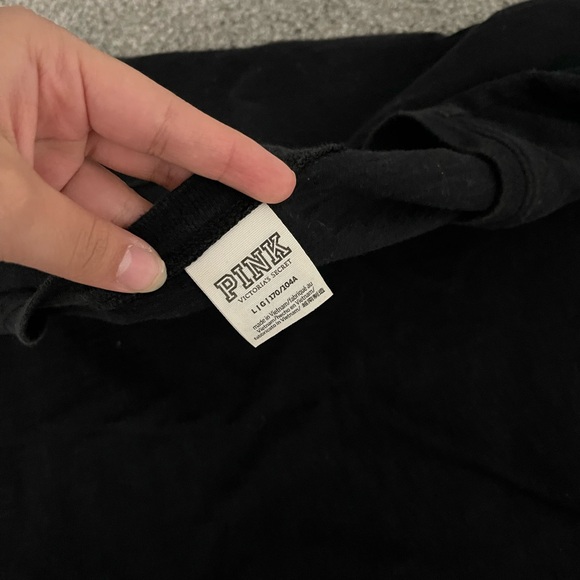 Victoria's Secret Pink Bling Iridescent Boyfriend Jersey Tee Shirt Black Large - Picture 3 of 3